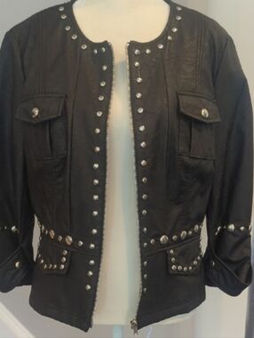 Studded Black Faux Leather Jacket